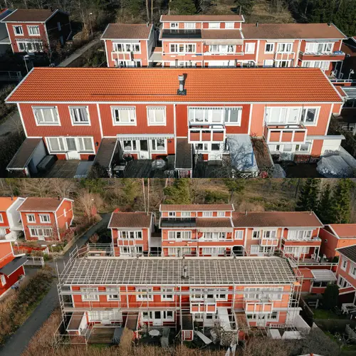 Takbyte radhus – före och efter